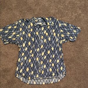Geometric Patterned Shirt in Blue and Yellow